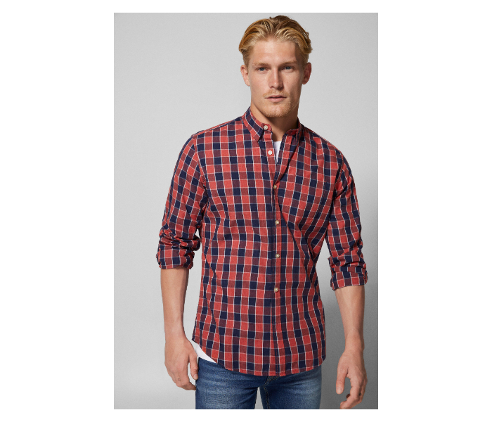 Springfield 033483974 Small Long Sleeve Checked Shirt for Men - Fuchsia - Zoom Image 1