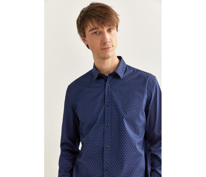 Springfield 151765112 XS Long Sleeve Stipped Business Shirt for Men - Medium Blue - Zoom Image 2