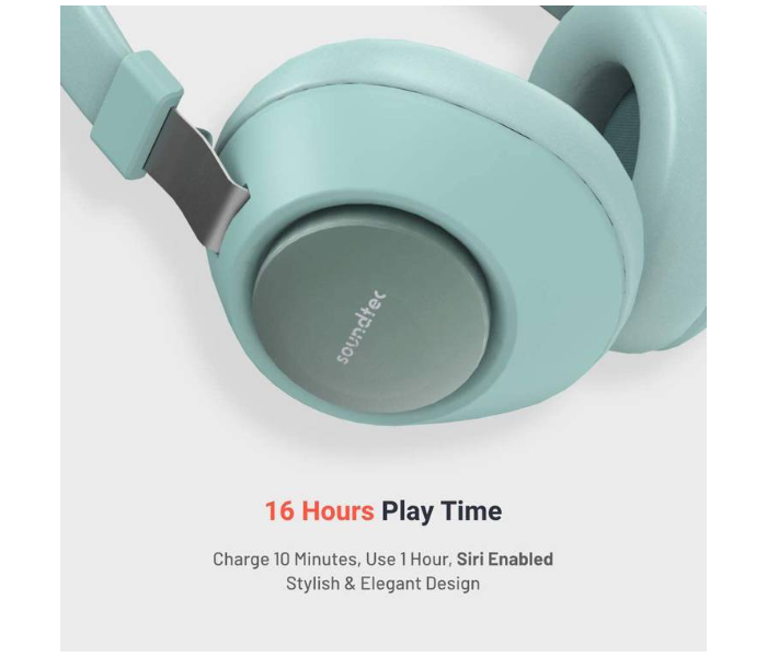 Porodo PD-X1008WLH-GN Bluetooth 5.0 Wireless Over-Ear Headphones with Noise Cancelling - Green - Zoom Image 4