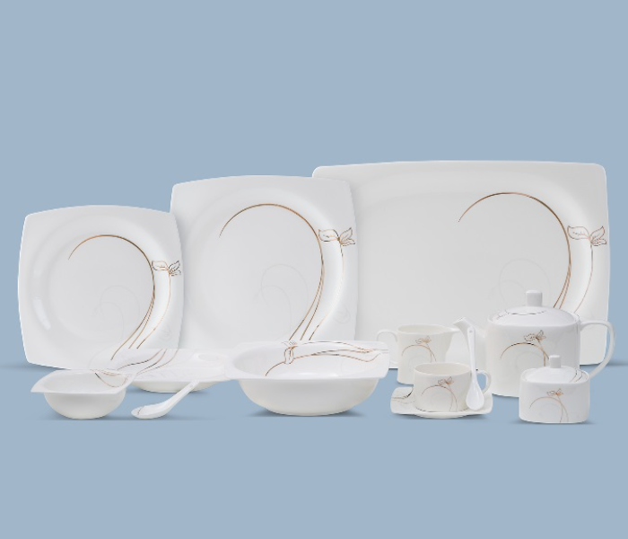 Insiya SV212 56 Piece Superior Quality New Bone China  Dinner Set- White - Zoom Image 5