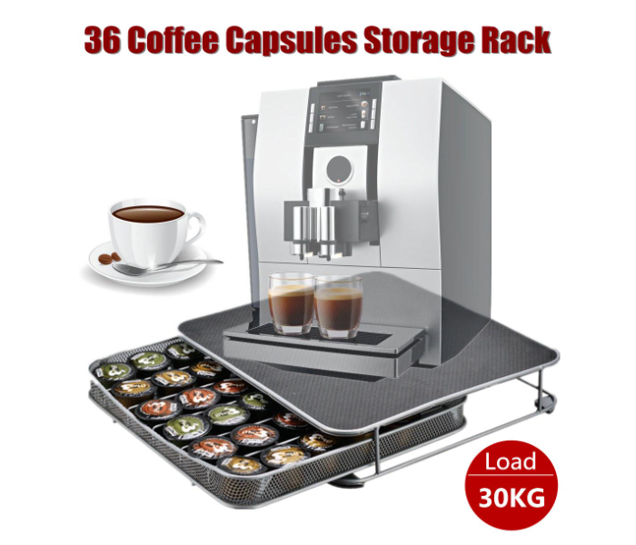 Portable 36 Pieces Cups Metal Coffee Capsule Storage Rack - Black and Silver - Zoom Image 4