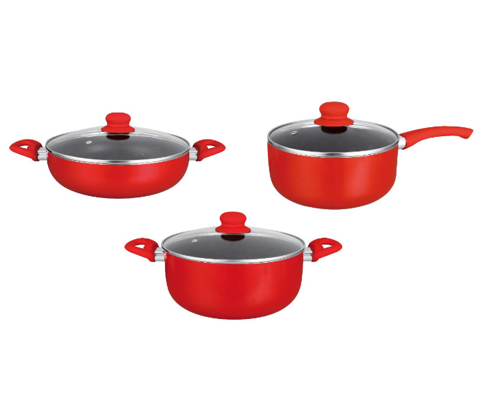 Insiya SV04 13 Piece Non-Stick Aluminium Cookware Set - Red - Zoom Image 3