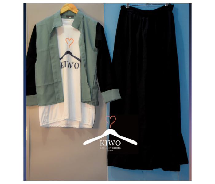 Kiwo KIWO139 Extra Large Set of 3 Womens Casual Wear - Green and Black - Zoom Image