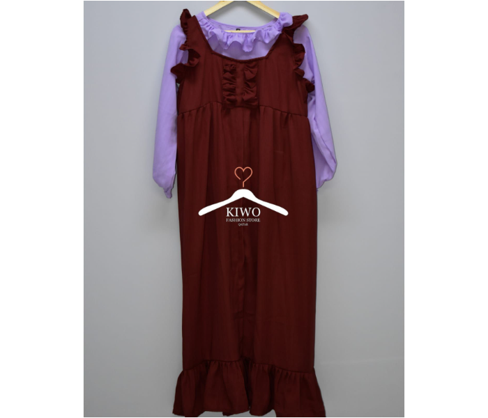 Kiwo KIWO145 XXL Pinnafore with Top Wear - Maroon and Lavender - Zoom Image