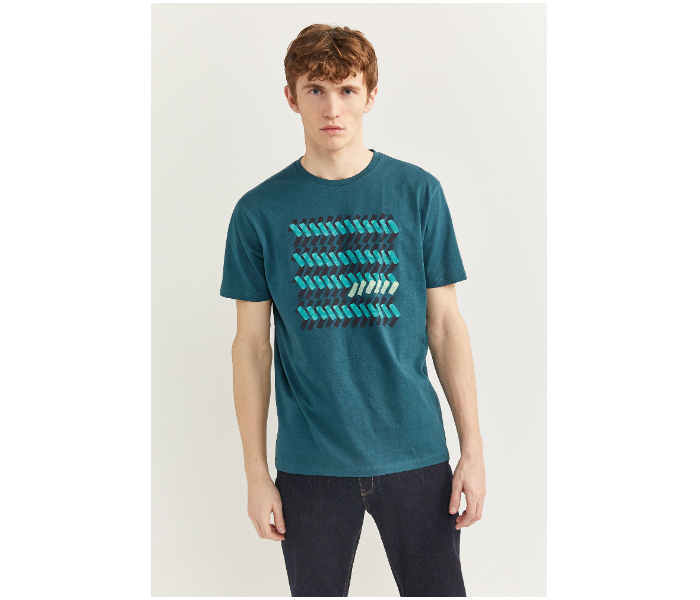 Springfield 328738624 XS Knitted T-Shirt for Men - Green - Zoom Image 1