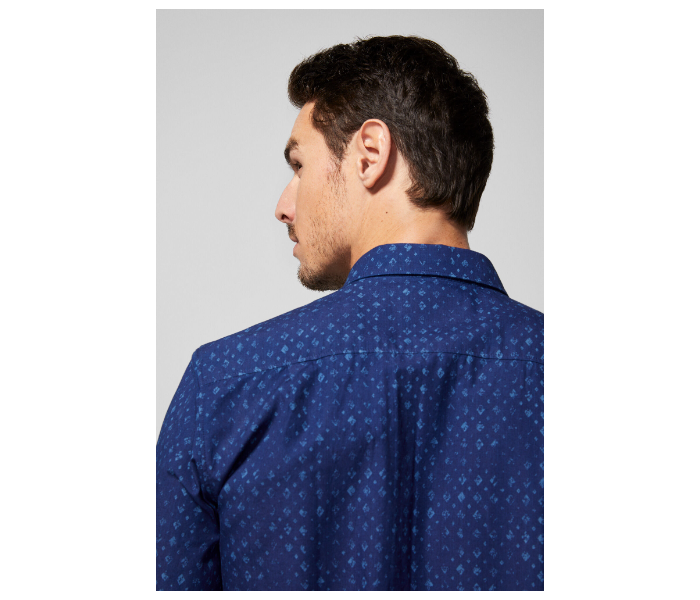 Springfield 028471811 Extra Small Mircoprint Long Sleeve Shirts for Men - Dark Blue - Zoom Image 3