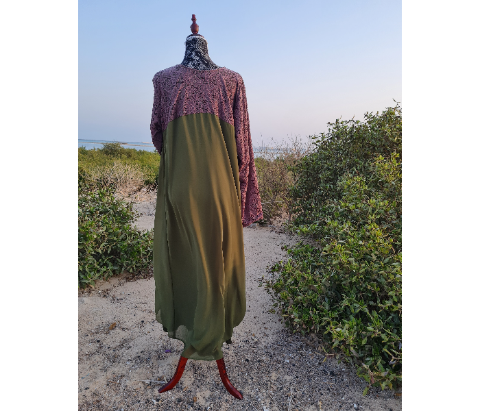 Casting Pearls ILHAM Large Formal Wears Street Style Abaya With Outer Pastel Green Jacket - Zoom Image 2