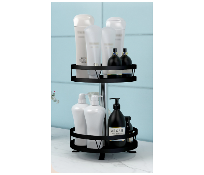 Stainless Steel Kitchenware Rotating Multifunctional Spice Storage Rack - Black - Zoom Image 2