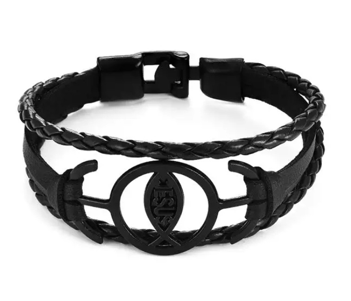 OEM Multilayer Retro 8 Casual Leather Bracelet - Black - Zoom Image