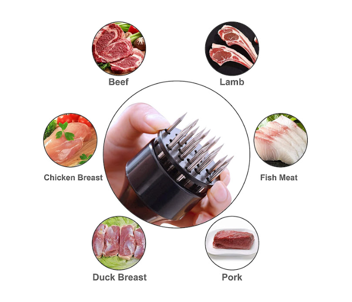 GTC 22000645 Stainless Steel Meat Tenderizer - Black - Zoom Image 4