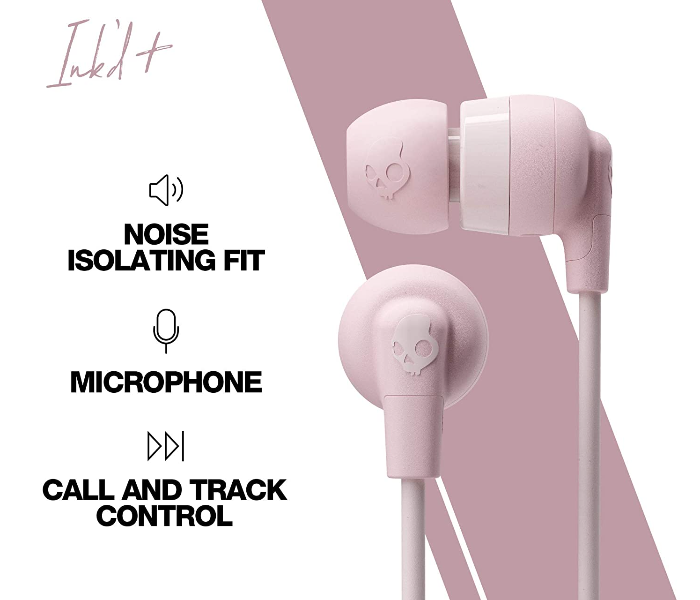 Skullcandy InkdPlus Wired Headphone with Mic - Pink - Zoom Image 3