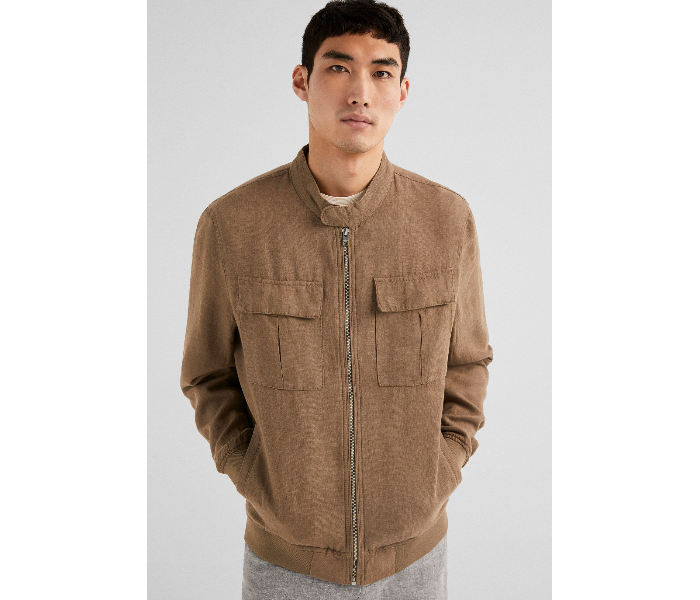 Springfield 283525856 Large Cotton Sports Jacket for Men - Tan - Zoom Image 2