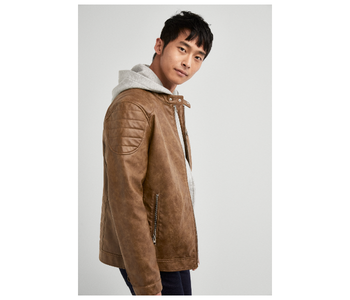 Springfield 048512807 Medium PU Jacket for Men - Brown - Zoom Image 2