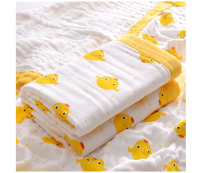 Phoenix MUSBLNK6LY 6 Layer Muslin Cotton Baby Swaddle Blanket - Yellow Border(Cow Print) - Zoom Image 2