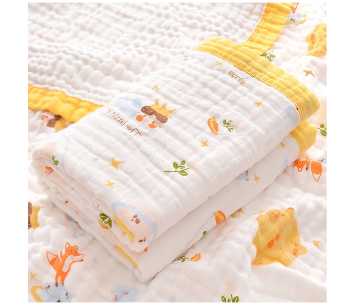 Phoenix MUSBLNK6LY 6 Layer Muslin Cotton Baby Swaddle Blanket - Yellow Border(Chicken Print) - Zoom Image 1