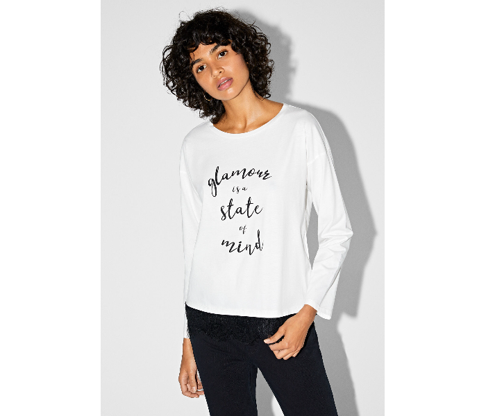 Springfield 676429098 Small Long Sleeve T-Shirt for Women - White - Zoom Image 2