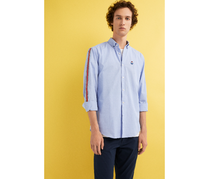 Springfield 027584014 Medium Long Sleeve Plain Shirt for Men - Medium Blue - Zoom Image 1