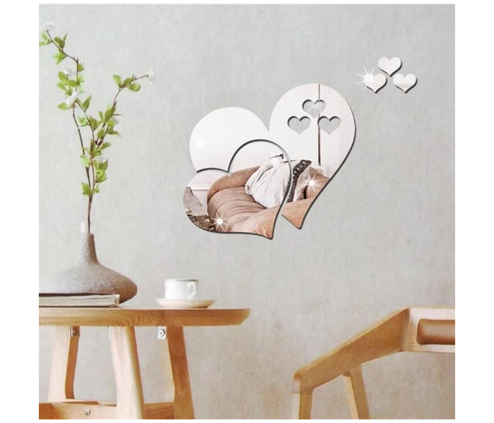 OEM Room Art Heart Pattern Mirror Wall Sticker - Silver - Zoom Image 2