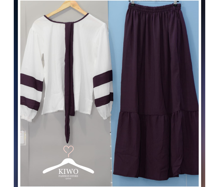 Kiwo KIWO140 Large Top and Skirt - White and Purple - Zoom Image