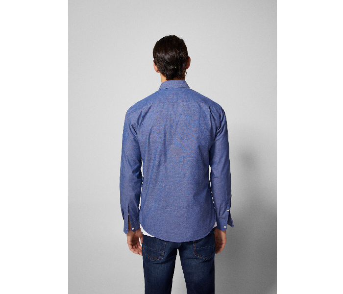 Springfield 027483612 Extra Small Long Sleeve Plain Shirt for Men - Medium Blue - Zoom Image 2