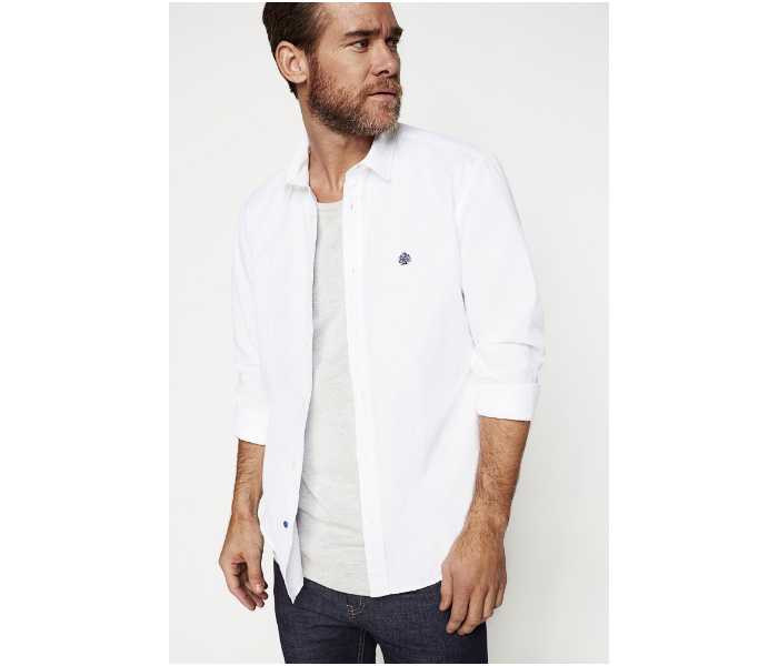 Springfield 027351199 Small Long Sleeve Plain Shirt for Men - White - Zoom Image 2