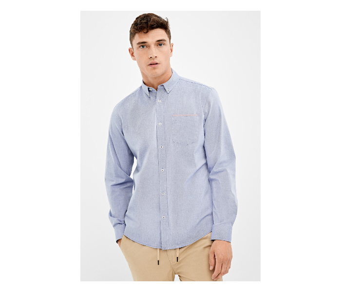 Springfield 027663415 Extra Small Long Sleeve Plain Shirt for Men - Medium Blue - Zoom Image 2