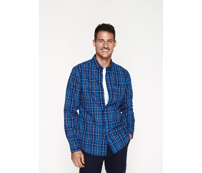 Springfield 033309314 Extra Small Long Sleeve Checked Shirt for Men - Medium Blue - Zoom Image 2