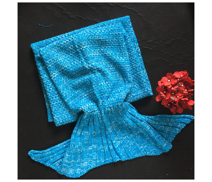 FN-Super Soft Crochet Mermaid Tail Blanket For Kids (85cm)- Blue - Zoom Image 2