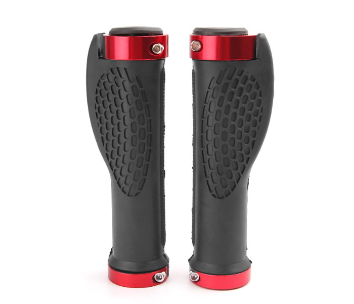 PHMAX Anti-Slip Rubber MTB Bicycle Handle Grip with Aluminium Alloy Cover - Red - Zoom Image