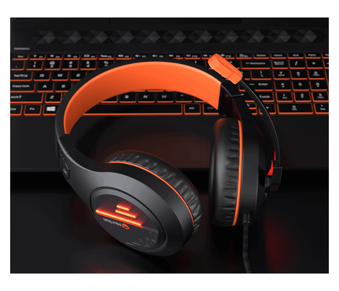 Meetion HP021Stereo Gaming Headset with Mic  Lightweight Backlit - Black Orange - Zoom Image 6