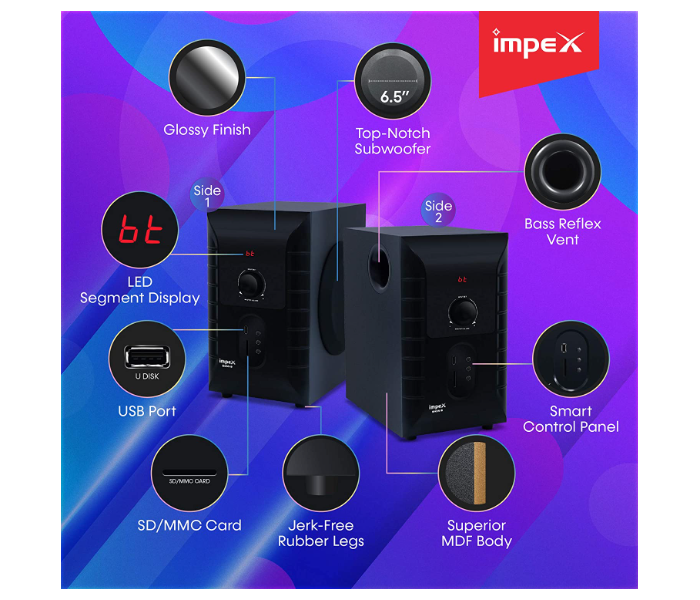 Impex HT 5107 45 Watts 5.1 Channel Multimedia Speaker System - Black - Zoom Image 4