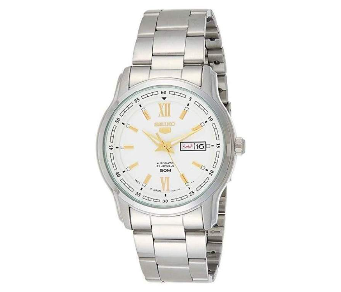 Seiko SNKP15J1 Japan Made Analog Automatic White Dial Stainless Steel Watch for Men - Silver - Zoom Image 1