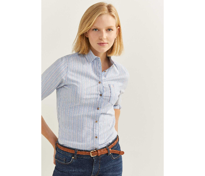 Springfield 679926417 Size 36 Long Sleeve Shirt Shirt for Women - Light Blue - Zoom Image 1