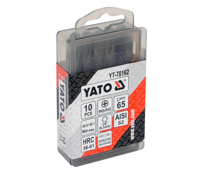 Yato YT-78162 10 Piece Drop Forged Steel Screwdriver Bits - Black - Zoom Image 2