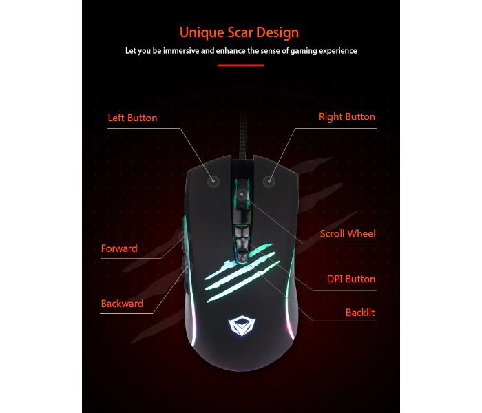 Meetion MT-C011 Wired Gaming Mouse And Pad Combo - Black - Zoom Image 7