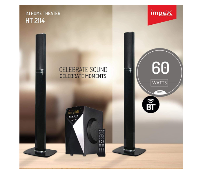 Impex HT 2114 40W Sub 2.1 Channel Multimedia Home theatre Speaker System with Remote Control - Black - Zoom Image 3