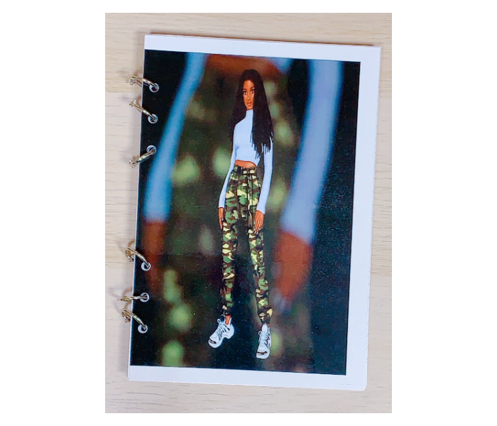 Girl in Camo Ruled Metal Bound Notebook - Zoom Image 1