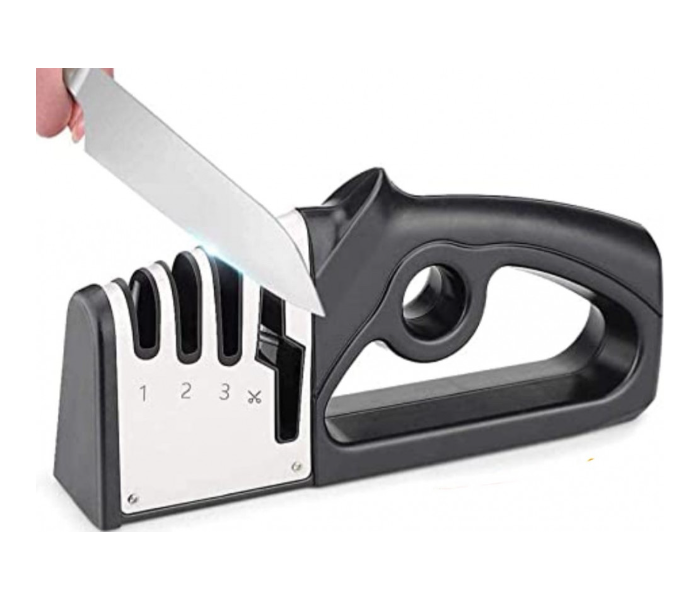 Generic 4 in 1 Knife Sharpener - Black and Silver - Zoom Image 1