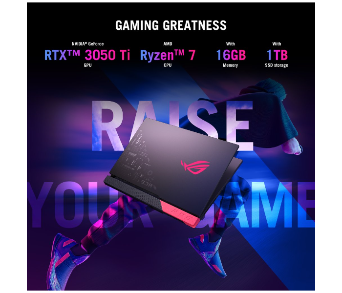 ASUS ROG STRIX G513IE-HN006T 15.6 Inch FHD 144Hz Display AMD Ryzen R7 4800H 2.90Ghz Processor 16GB RAM 1TB SSD 4GB NVIDIA GeForce RTX 3050Ti Windows 10 Home - Grey - Zoom Image 2