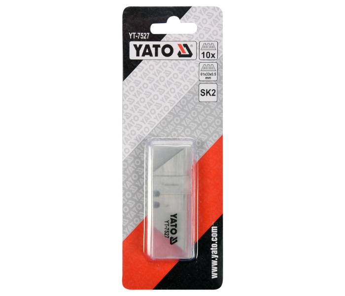 Yato YT-7527 Set of 10 Piece SK-2 Steel Trapezoid Spare Blades - Silver - Zoom Image 3