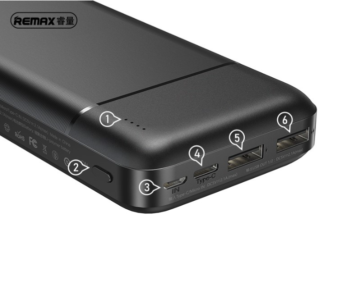 Remax RPP-166 Lango 20000mAh 2 USB Power Bank - Black - Zoom Image 2