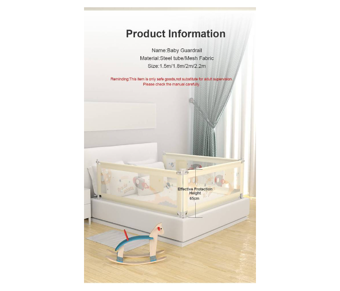 Fabric 2 Meter Bed Rail Guard For Baby Safety  - Green - Zoom Image 2