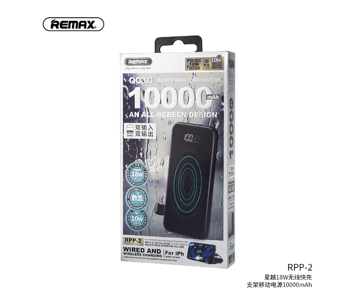 Remax RPP-2 Sinyo Series 10000mAh 18W Wireless Fast Charging Power Bank - Blue - Zoom Image 3