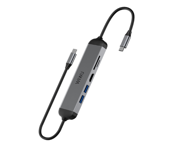 Wiwu ALPHA521HG 5 In 1 USB-C Hub - Grey - Zoom Image 1