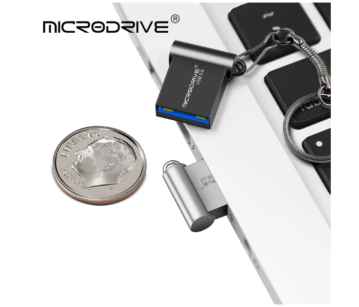 Microdrive 64GB Waterproof High Speed USB 3.0 Metal Flash Drive with Key Ring - Silver - Zoom Image 3