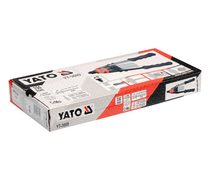 Yato YT-3609 Cr-Mo Steel Hand Riveting Tool - Black and Red - Zoom Image 2