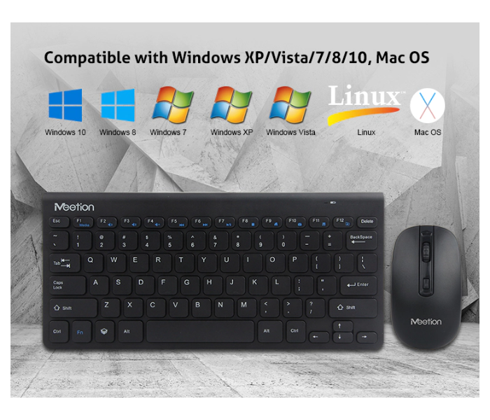 Meetion MT-MINI4000 2.4G Wireless Keyboard And Mouse Combo Power-efficient Wireless Technology - Black - Zoom Image 5