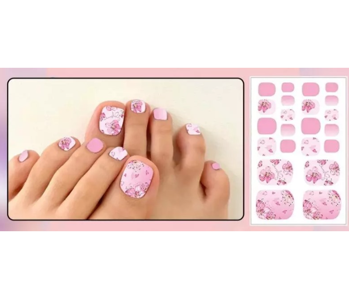 OEM 1 Sheet Art Style Adhesive Toe Nail Sticker Manicure - Pink - Zoom Image 1