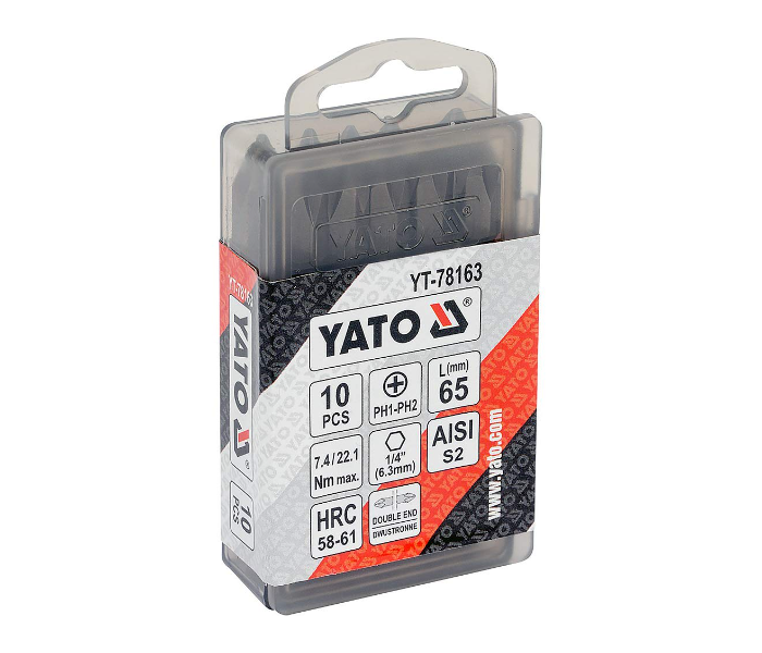 Yato YT-78163 10 Piece Drop Forged Steel Screwdriver Bits - Black - Zoom Image 2