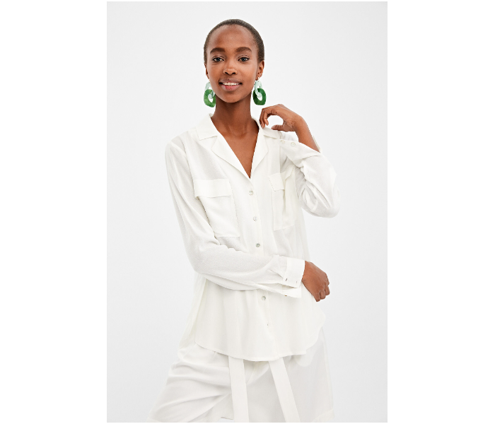 Springfield 679626597 Size 40 Long Sleeve Blouse for Women - White - Zoom Image 2